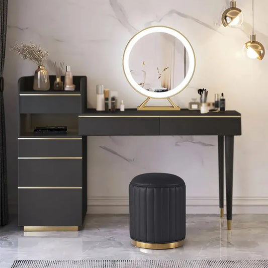 Black Makeup Vanity Set Dressing Table with Lighted Mirror