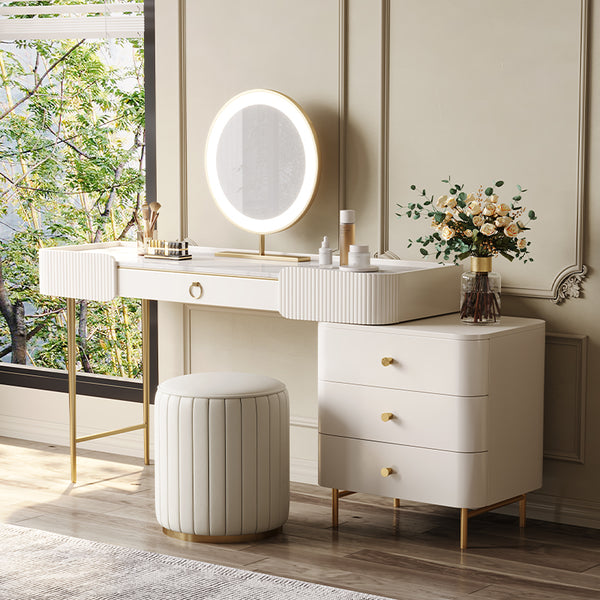 Retractable Makeup Vanity Table with Drawers