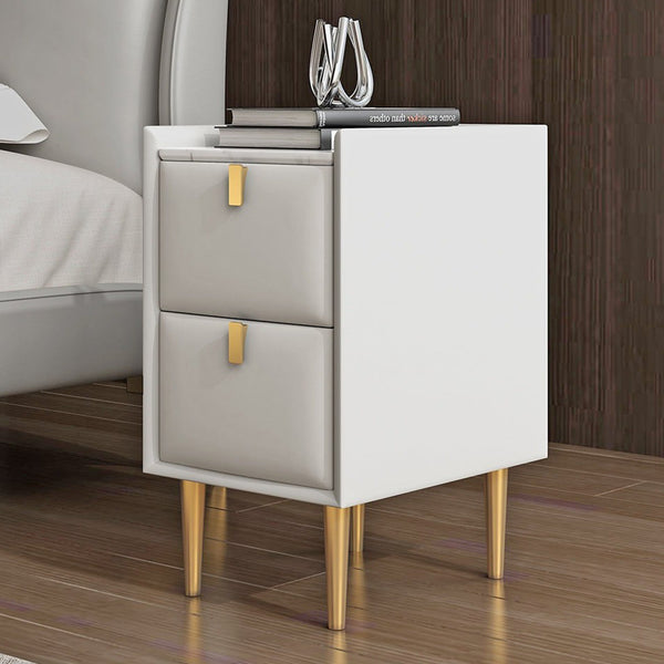 White Nightstand with 2 Drawer, Bedside Cabinet