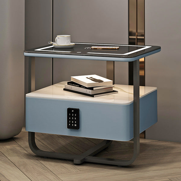 Nightstand with Wireless Charging, Drawer with Password