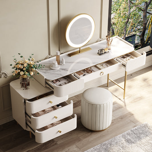 Retractable Makeup Vanity Table with Drawers