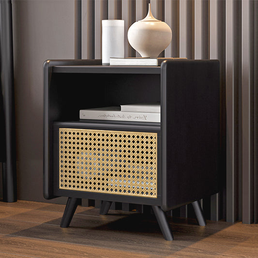 Rattan Nightstand with Storage, Bedside Table