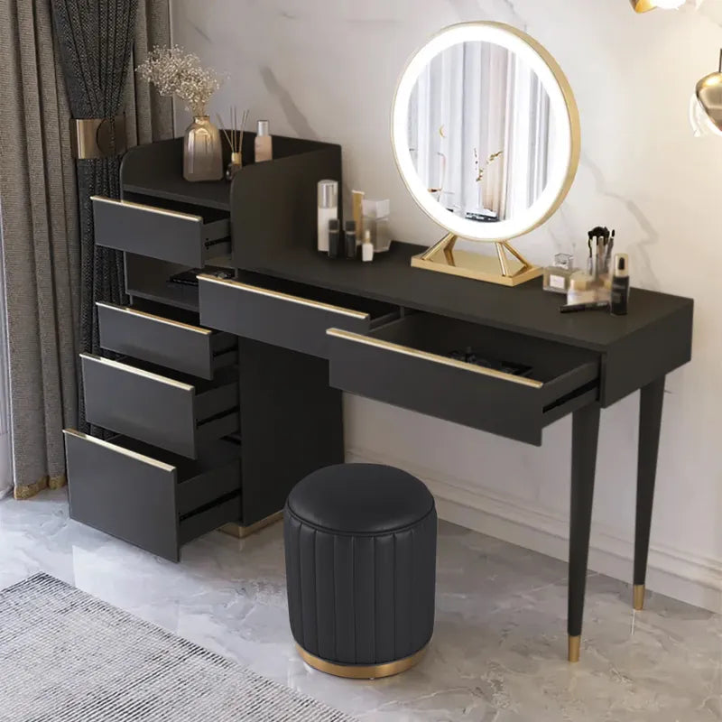 Black Makeup Vanity Set Dressing Table with Lighted Mirror