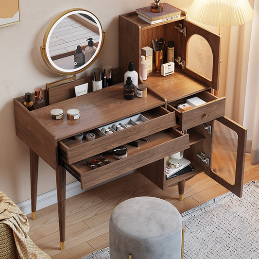 Vanity Table With Lighted Mirror And Stool For Bedroom
