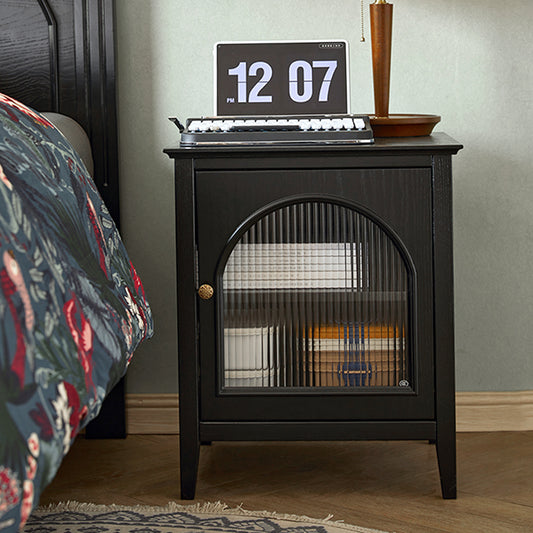 Tempered Glass Nightstand with 2 Levels of Storage