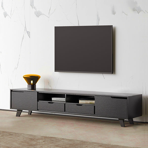 Black Wood TV Stand with Open Storage