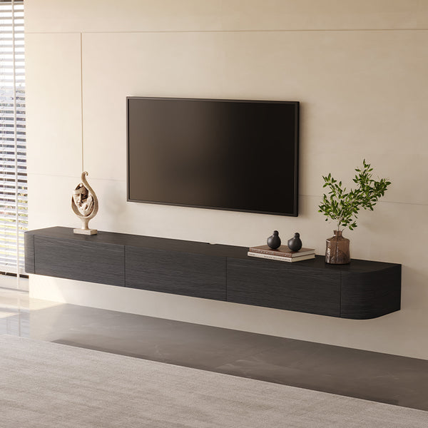 78" Black Floating Media Console, Modern Wall Mounted TV Cabinet for up to 85 Inch TV