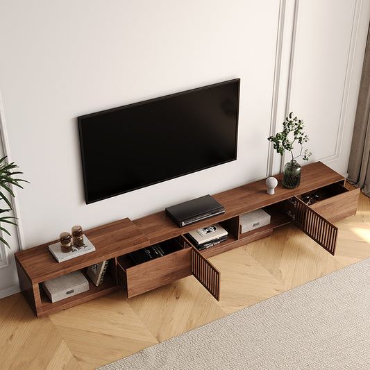 Walnut Adjustable TV Console With Storage, Extendable TV Stand for 75 inch TV